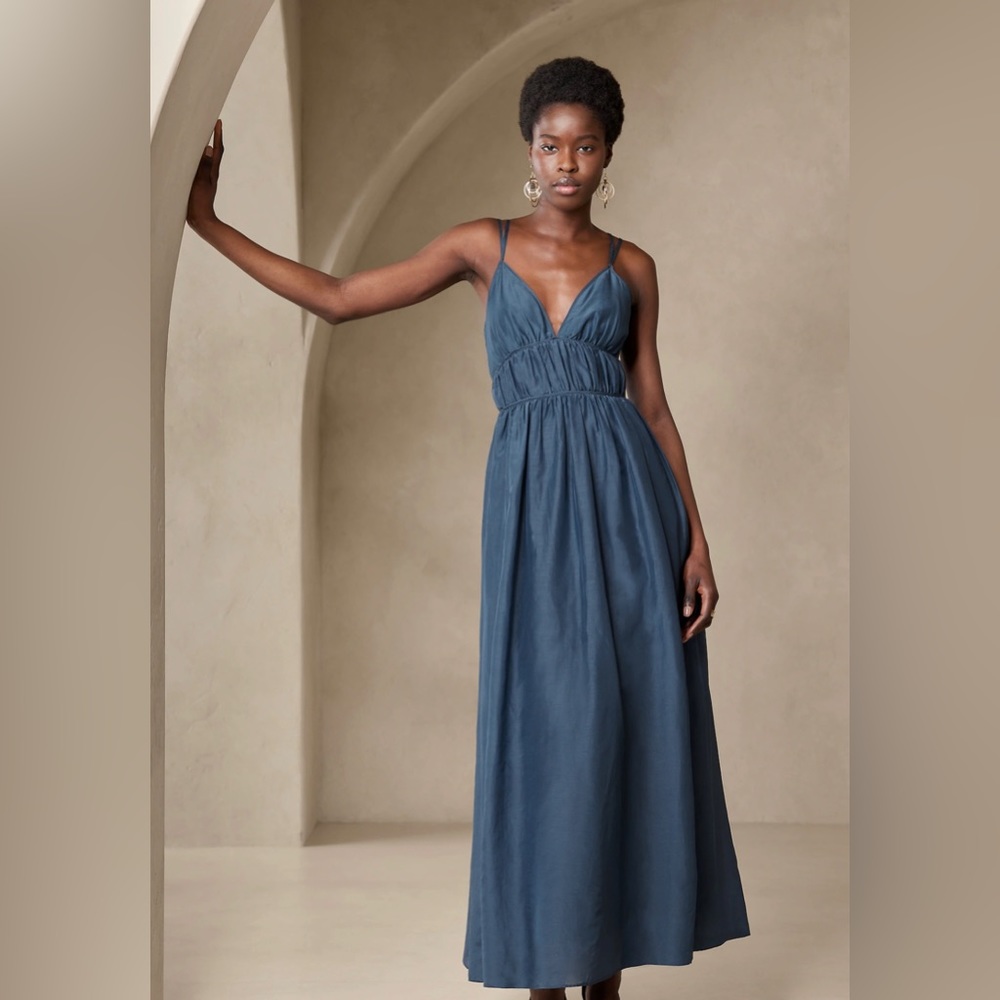 NWT BR ROSALIA COTTON-SILK MAXI DRESS - Picture 2 of 2